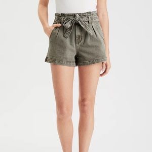 American Eagle Paperbag Stretch Mom Shorts (Olive), Size 14